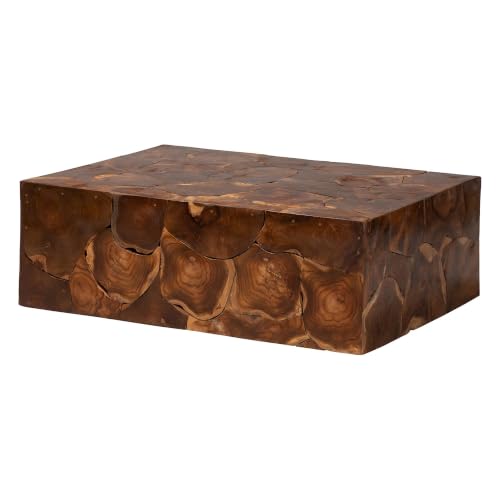 Image of Bali & pari Eldora Teak Wood Coffee Table | Handcrafted Live-Edge Accent Table