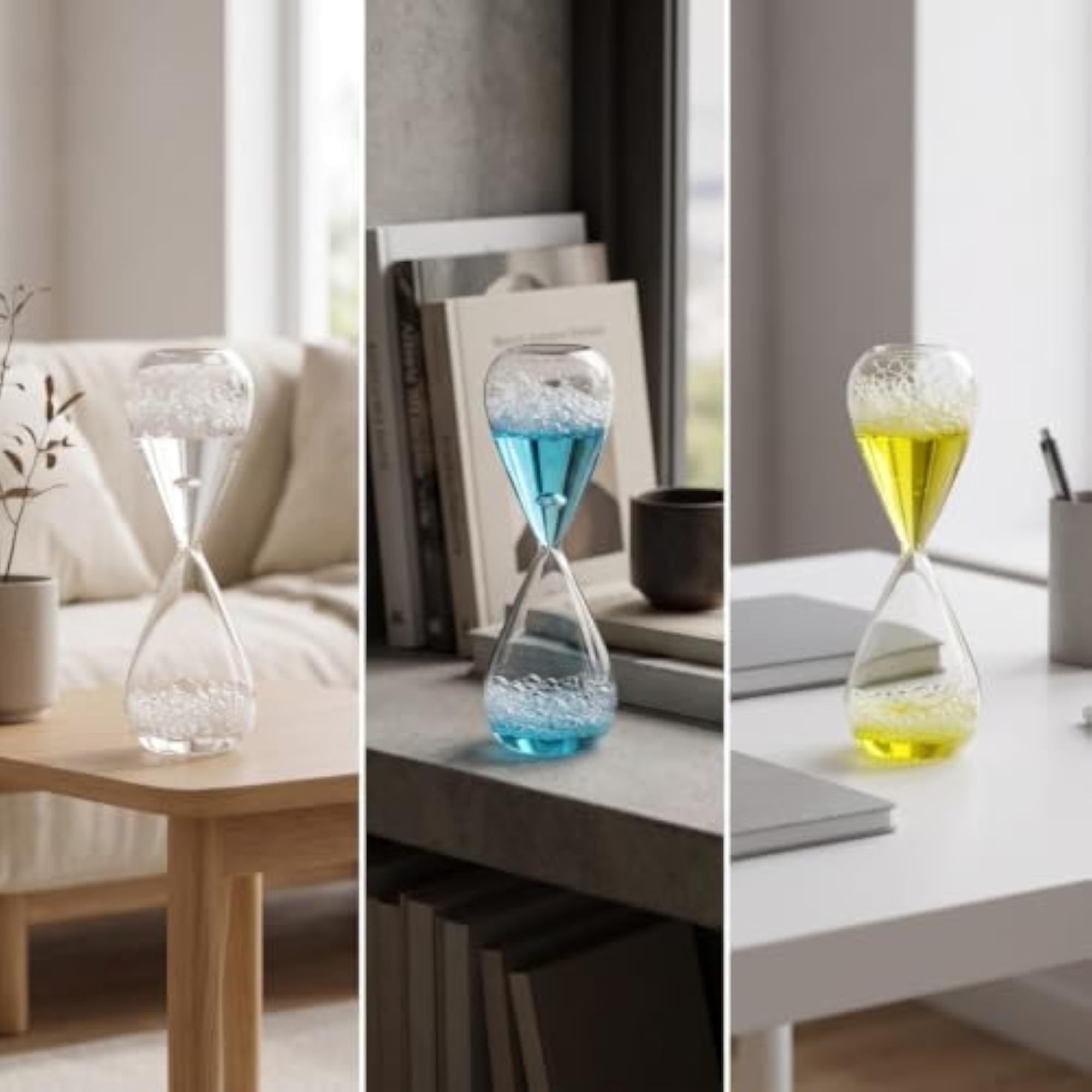 Clear Glass Hourglass with Liquid Bubbles