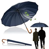 LOGAN & BARNES Stockschirm Sturmfest Ø120cm mit hochwertigem Echtholzgriff und geräuschloser Gummispitze - XXL Regenschirm Groß mit 16 Streben - Modell EDINBURGH (Blau)