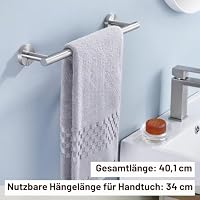 KES Handtuchstange Handtuchhalter Bad Handtuch Stange Edelstahl SUS304 Edelstahl Badetuchhalter Halterung Aufhänger Wandmontage 40CM Gebürstet, A2000S40-2 – Ansicht 3