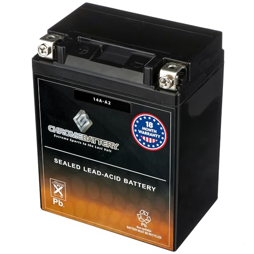 CB CHROMEBATTERY 14A-A2 12V 190 CCA AGM Maintenance-Free 15 Ah Battery for ATV UTV Motorcycle Scooter & Jet Ski T3 Terminal Replaces YTX14AH-BS Fits Polaris Sportsman 570 Honda Rancher
