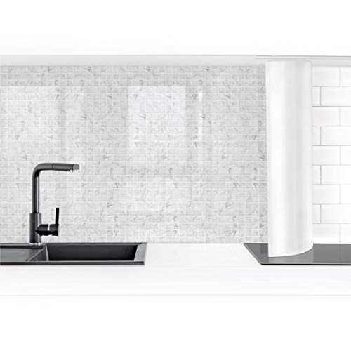 Bilderwelten Revestimiento Pared Cocina Mosaic Tile Marble Look Bianco Carrara 80x50cm Smart