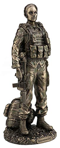 Estatua de soldado femenino de bronce y resina 11.62 in miniatura 2
