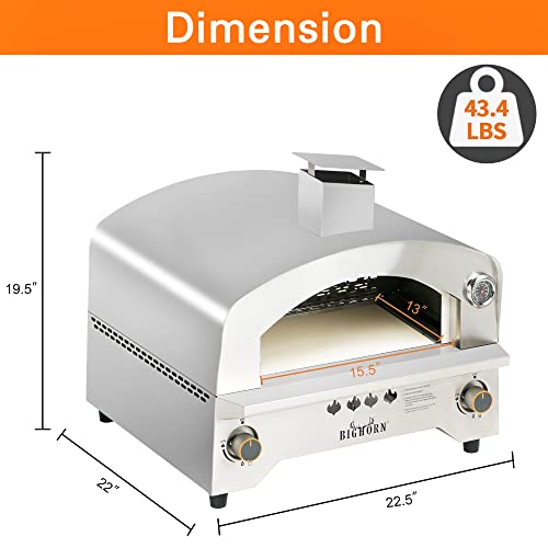 BIG HORN OUTDOORS Gas Pizza Oven, Portable Propane Pizza Oven with 13