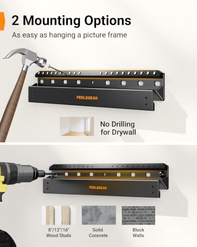 Image of Perlegear No Stud TV Wall Mount with LED Light for 24-65 inch TVs | Studless TV Mount with RGB Light, No Drill, drywall, Easy Install, Low Profile, Max VESA 400x400mm, Holds 100 lbs