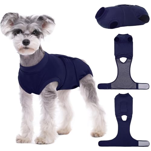 Kuoser Dog Surgery Suit Female Spay, Dog Recovery Suit Male Neuter, Puppy Clothes Onesie for Surgery Anti Licking Abdominal Wounds Pet Surgical Recovery Bodysuit Shirt, Substitute E-Collar & Cone