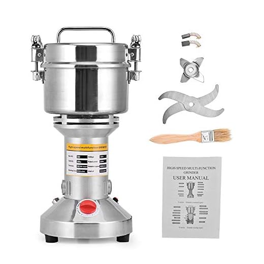 HUKOER Molinillo de granos portátil, 500 g Capacidad 220 V Molino de cereales de hierbas de grano de especias Molino, Máquina de molienda de alta velocidad de 3 cuchillas Procesadora de alimentos