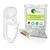 Rollina Gardinenhaken 8mm (100 Stück) | Gardinenröllchen für Schienen mit 3,5-4mm Innenlauf-Breite | Gardinengleiter in Standardgröße | Vorhanghaken