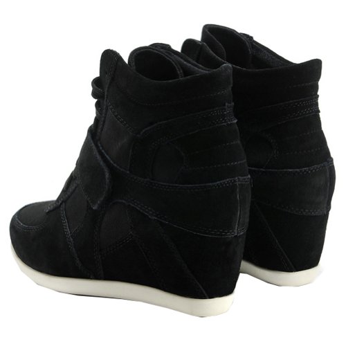 rismart Women's Wedge Casual Hook Loop Fabric Suede Leather Fashion Sneakers4
