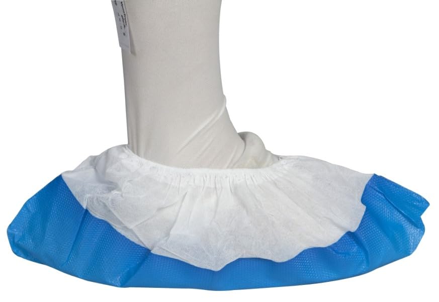 Sur-chaussures PP/PE blanc et bleu 38 x 17cm - Boite de 500 pièces