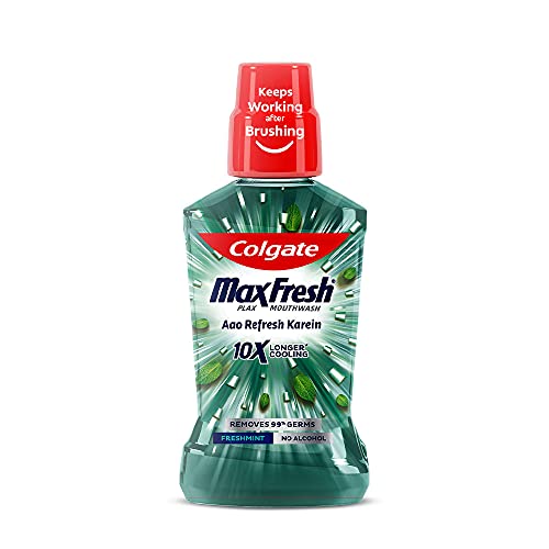 Image of Colgate Visible White Teeth Whitening Toothpaste, Pack of 400g (100g X 4) & Colgate Plax Fresh Mint Mouthwash, 0% Alcohol - 500 ml