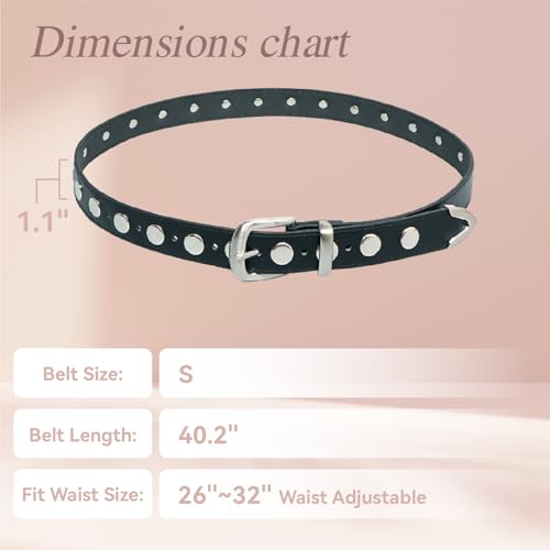 KJMYYXGS Studded Black Punk Belt Women Studded PU Leather Belt Rock Rivet Belt Decorated Waist Y2k Grommet Belt for Jeans2