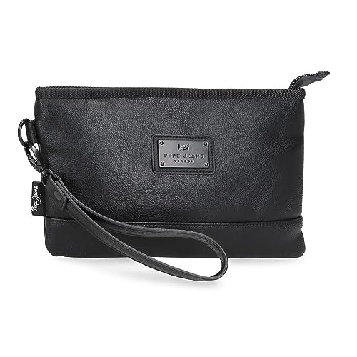 Pepe Jeans Egham Bolso de Mano Negro 25x16x1 cms Poliéster