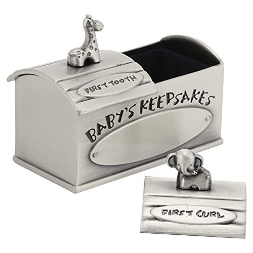 Caja para el primer hada de los dientes, 2,40 x 1,97 x 1,38 pulgadas, caja de recuerdo de aleación de zinc, estilo europeo, hermosa apariencia, contenedor para el hada de los (Color de hojalata