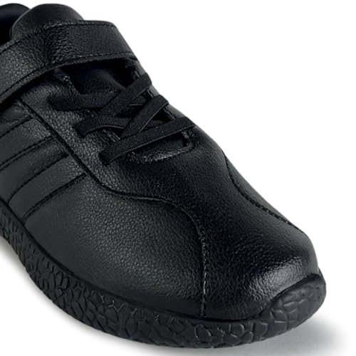 Image of KazarMax Black & White PU School Shoes for Unisex Boys & Girls