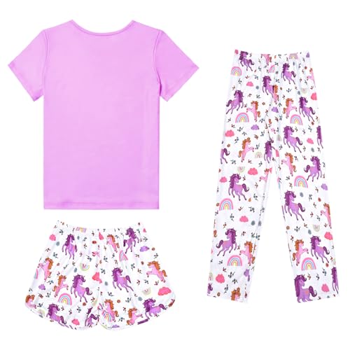 Image of Mirawise Girls 3 Pc Pajamas Sleepwear Cotton Pjs Clothes Set 4-13 Years