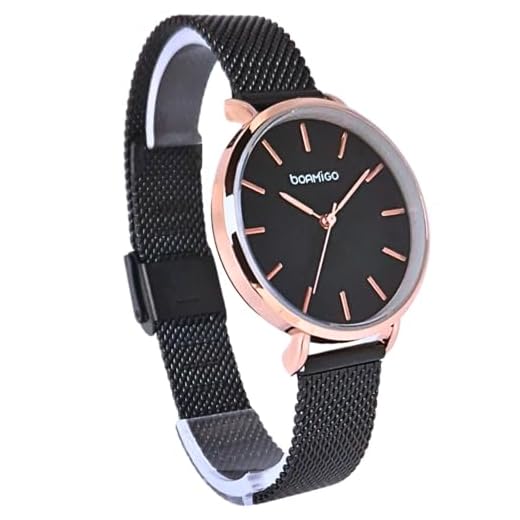 Relógio Feminino Minimalista Pequeno Delicado Elegante Analógico Aço Inoxidável Quartz Original De Pulso (Preto e Rose Dourado 2)