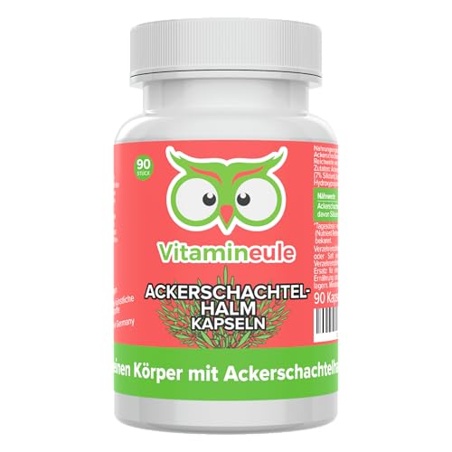 Ackerschachtelhalm Kapseln - hochdosiert 500 mg Zinnkraut - bioaktiv & vegan - Produktion in Deutschland - Extrakt ohne Zusatzstoffe - laborgeprüft & hoher Silizium-Anteil - Vitamineule®