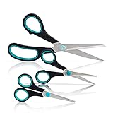 Maxam Small Household Scissor Set with Soft Touch Handles for a Safe Comfortable Grip, 3 Pieces