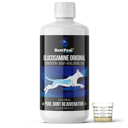 Best Paw Nutrition Liquid Glucosamine Chondroitin for Dogs - Hip Dysplasia & Joint Pain Relief - Canine Health Food Supplement - Natural Pet Vitamins with MSM for Dog Mobility Support - 32oz