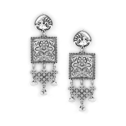 Rubans Silver plated Oxidised handcrafted Drop earring. (B0D6KTG97R) Amazon Price History, Amazon Price Tracker