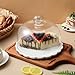 PRETYZOOM Ceramic Cake Stand with Lid Glass Dome Cake Cover 9 Inch Dessert Server Clear Cupcake Stand Food Serving Tray for Home Restaurant Party