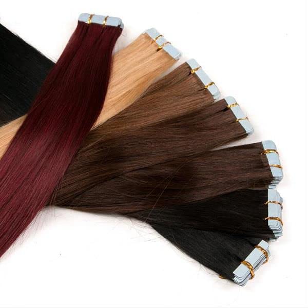 Bella Hair Extensions - Full Shine Tape in Human Hair Extensions 100 Gram Light Brown, Brown, Black Hair Extensions Tape in 22 Inch Invisible Tape in Extensions 2 bundles in Hair Extensions 40 Pieces Color #8, Color #1, Color #3 (Brown)