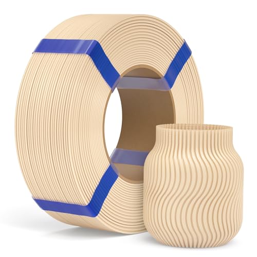 ELEGOO PLA Basic Refill Filament 1.75mm Beige 1KG, 3D Printer Filament No Spool Dimensional Accuracy +/- 0.02mm, 3D Printing PLA for Reusable Spool Refilling