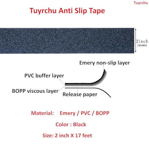 Image of Anti Slip Tape 2 Inch Wide, Waterproof Grip Adhesive Heavy Duty High Traction Friction for Indoor /Outdoor Steps (17 Ft /Black).