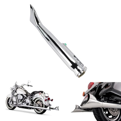 Generic WIN-ALL Motorcycle Exhaust Pipe Universal Fish Tail For Bobbers Racing Bike Chopper Cafe Racer Vintage Silencer. ﻿ (Right), Chrome