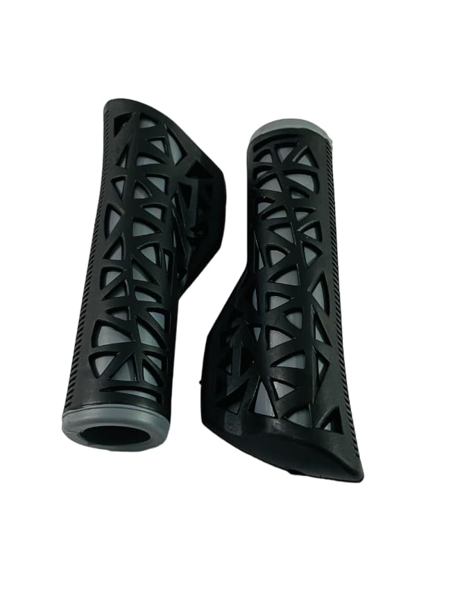 Image of Shrenik Cycle Handle Grip 24-29 Inch Bicycle Hand Grip 125mm Length Soft Rubber Non Toxic Anti-Slip MTB /City Dual Colored (Black-Grey)