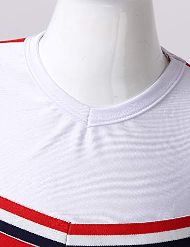 QinCiao Kids Girls Cheer Leader Uniform Cheerleading Costume School Musical Sleeveless Crop Top with Pleated Skirt Set Red 8