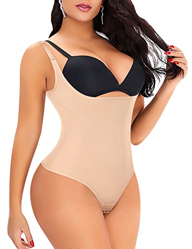 Image of Thong Shapewear Bodysuit for Women Tummy Control Open Bust Body Shaper | Light Tummy Control Thong Bodysuit,Slimming Body Shaper Slimmer,Shaping Bodysuit Thong Girdle