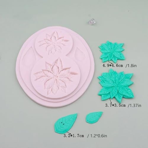 Cake Fondant Mold-Holly Leaves Silicone Mold for Chocolate,Candy, Cake Decoration, Polymer Clay, Cupcake Decor, Sugar Craft, Ice Mold, Resin Candle Soap Plaster(Folium ilex)