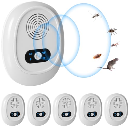 6 PCS Repelente Ultrasónico de Plagas, Sin Productos Químicos Electrónico Repelente Mosquitos y Control de Plagas, Eliminar Cucarachas,Moscas, Ratones, Arañas para Interiores