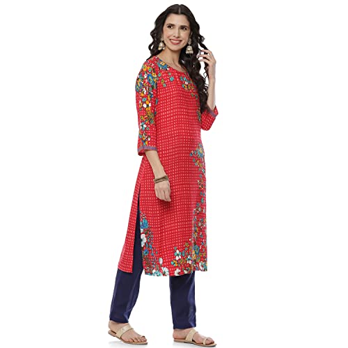 Image of Rangriti Red Liva Straight Kurta for Women