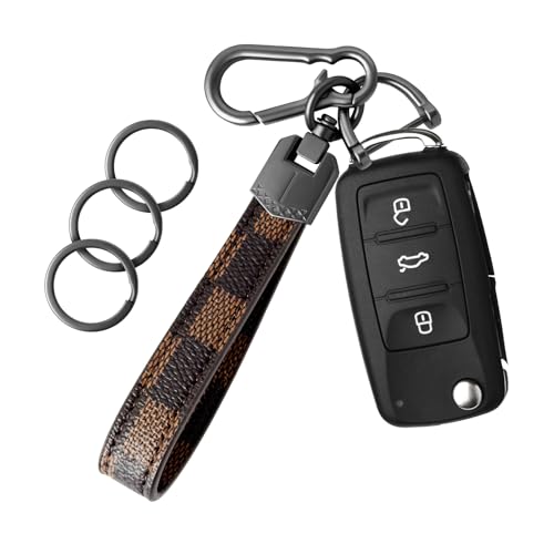 OHKYOOT Leather Car Key chain,Carabiner Clip Key Fob...