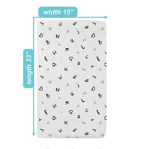 Image of TL Care 15 inch x 33 inch Fitted Bassinet Sheet Printed 100% Natural Cotton Jersey Knit Alphabet Soft Breathable for Boys and Girls