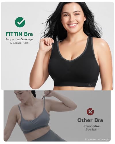 Image of FITTIN Supportive Sports Bra for Large-Bust: 12-Hour Zero-Pressure Comfort