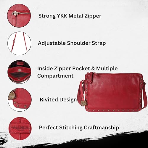 Image of Genuine Italian Leather Boho Studded Crossbody Shoulder Bag - Stylish, Durable, & Perfect for Everyday Use for women