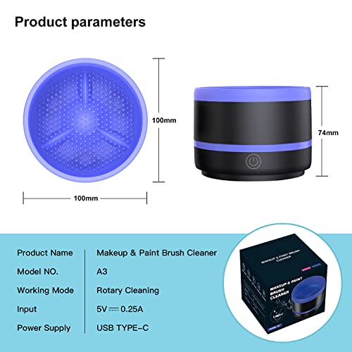 Sogue Electric Makeup Brush Cleaner With Silica Gel Mat Bowl Portable Automatic Usb Type-C 5V 1A Cosmetic Make Up Brush Cleaner Machine Tools, Beauty Brushs Cleaner Powered Washer (Blue) #TOP7