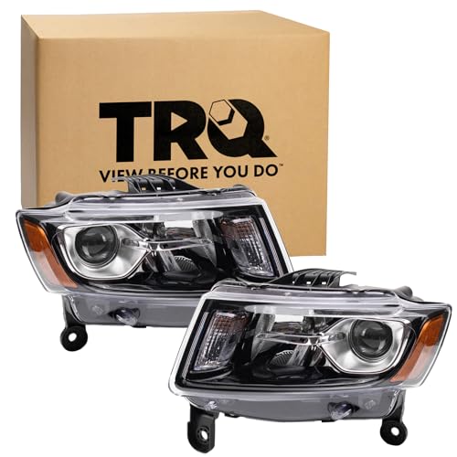 Image of TRQ 2 Piece Headlight Assembly Set Driver & Passenger Side Compatible with Jeep Grand Cherokee 2014-2016 CH2502308 CH2503308 68236108AE 68236109AE