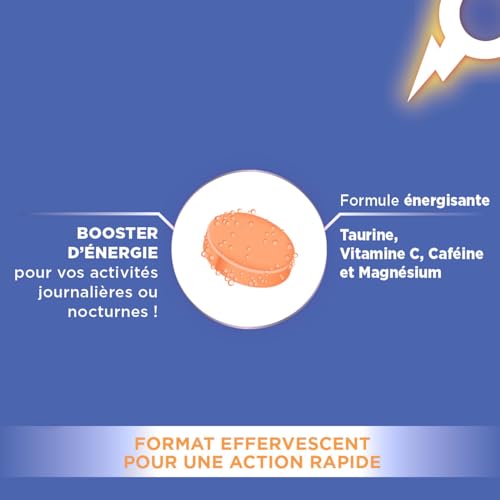 Forté Pharma - Taurine Power - Complément Alimentaire - Booster d'Énergie, Anti fatigue, Coup de boost - Caféine, Vitamine C, L carnitine, Magnesium - Goût Agrumes, 30 comprimés effervescents, 1/jour – Image 3