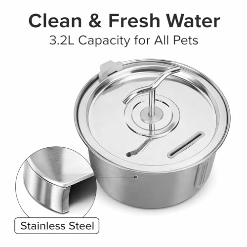 Fuente de agua para gatos acero inoxidable 3.2L miniatura 2