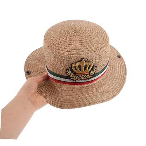 BESTYASH Beach Hat Breathable Straw Sun Protection Wide Brim Cap for Boys for Spring Summer Autumn Outdoor Activities Khaki4