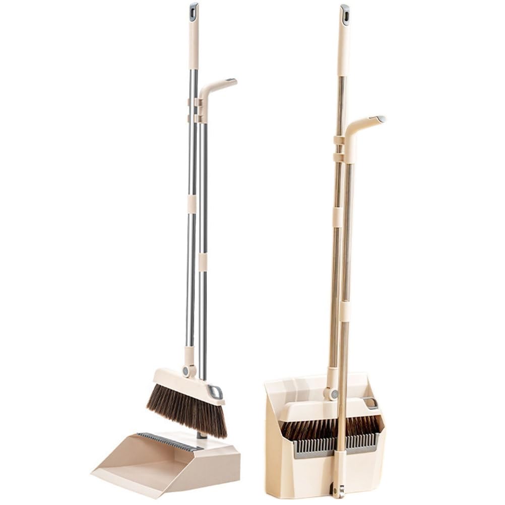 2er-Pack Besen mit Kehrschaufel, Kombi-Set, Um 180 Grad drehbarer Besen mit Kehrschaufelzähnen für Tierhaare, Store Sweep-Set für drinnen und draußen, Zuhause, Küche, Lobby, Büro
