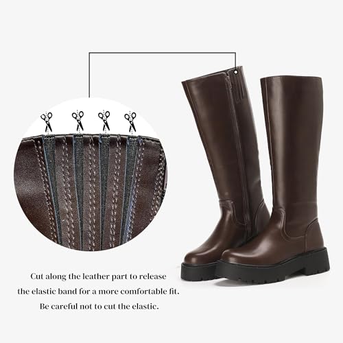 Putu Platform Knee High Boots for Women Comfortable Round-Toe Riding Boots with Chunky Lug Sole Fashion Tall Boots2