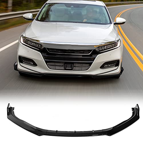 AUXMART Front Bumper Lip Splitter Compatible with Honda Accord 2018 2019 2020, Front Bumper Splitter Spoiler Protector Chin Protection Car Body Kit, Gloss Black