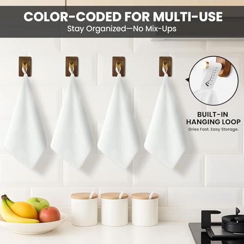 Image of SIFANGKE Microfiber Cleaning Cloth, 12 Pack Lint-Free and Highly Absorbent Rags, White Reusable Microfiber Towels for Car, Kitchen, Bathroom and Household Cleaning Supplies, 11.8 inchX11.8 inch