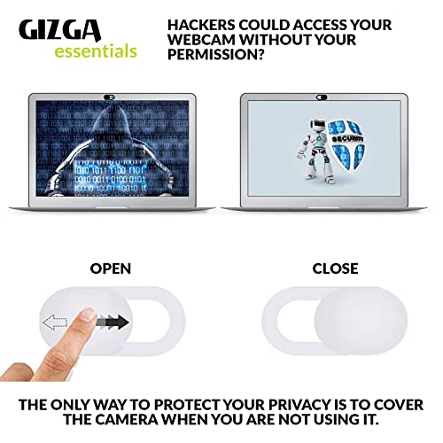 Image of GIZGA essentials Webcam Cover, Privacy Protector Webcam Cover Slide, Compatible with Laptop, Desktop, PC, Smartphone, Protect Your Privacy and Security, Strong Adhesive, Set of 3, White